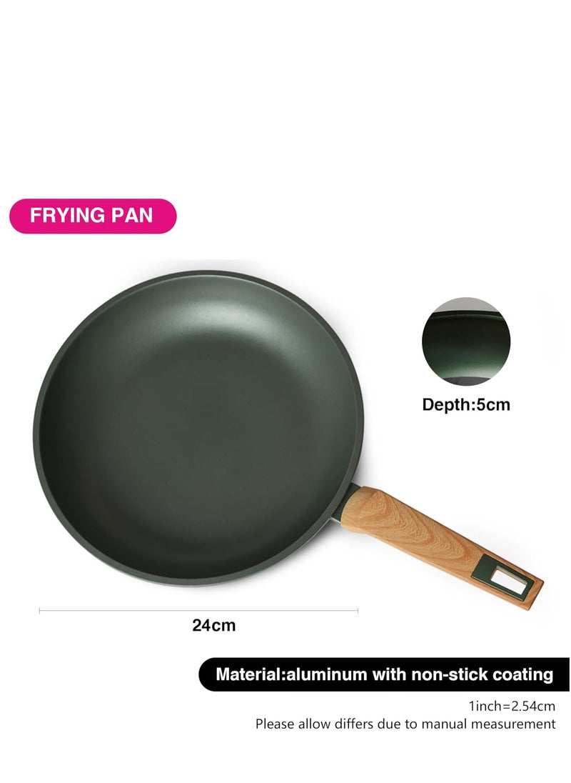 Frying Pan 24cm, Non-Stick  Aluminum TouchStone Ceramic Coating Frypan Olivi Series Bakelite Soft-Touch Coating Handle with Induction Compatible for all Cooktops