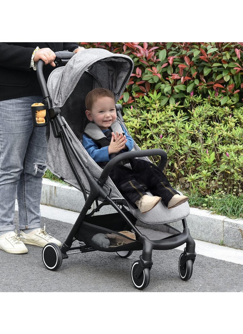 Baby Stroller One-Click Foldable Travel Pushchair with Five-Point Harness Lightweight Compact