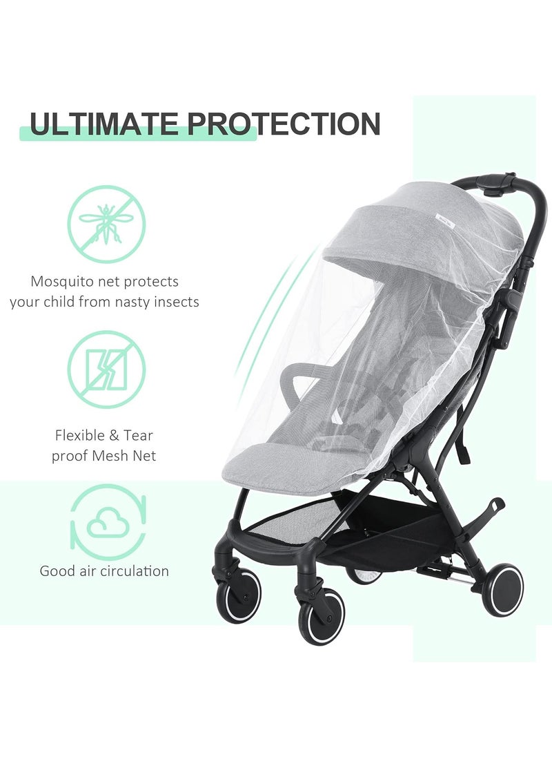 Baby Stroller One-Click Foldable Travel Pushchair with Five-Point Harness Lightweight Compact