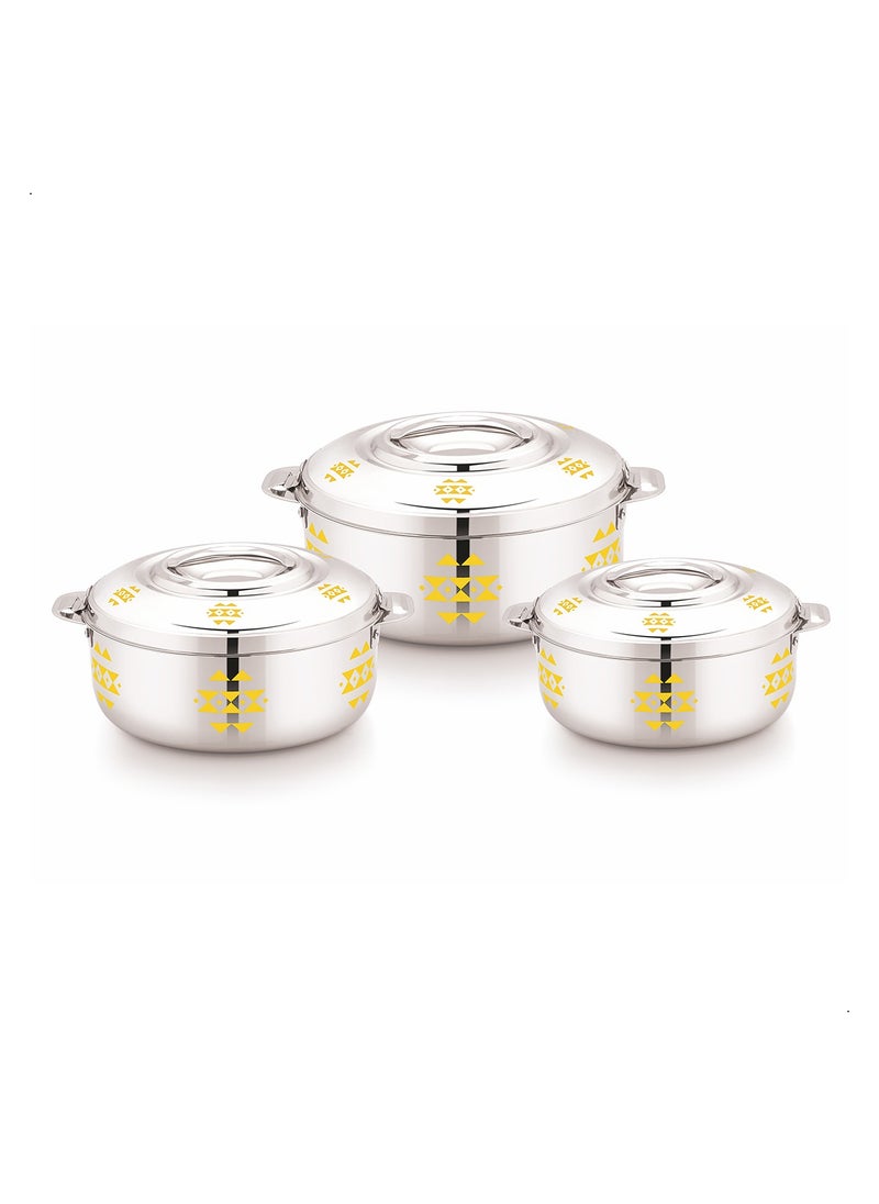 3Pcs Yara Stainless Steel Casserole Stylish, Durable, and Heat-Retaining Design