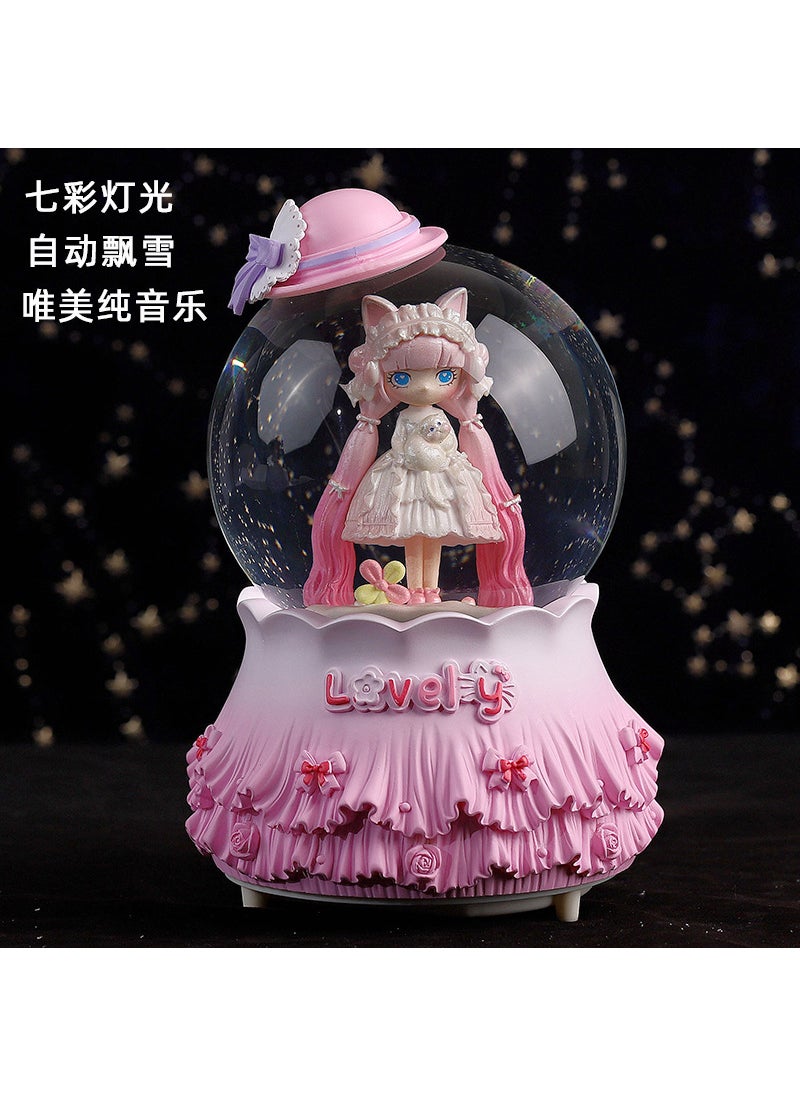 Mermaid Luminous Crystal Ball Music Box Snow Music Box Birthday Gift for Girlfriend Creative Valentine's Day Gift