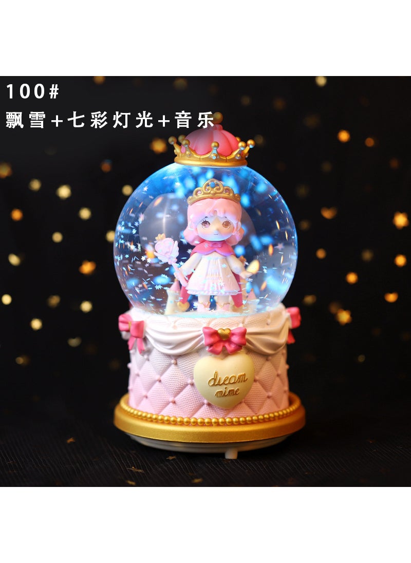 Mermaid Luminous Crystal Ball Music Box Snow Music Box Birthday Gift for Girlfriend Creative Valentine's Day Gift