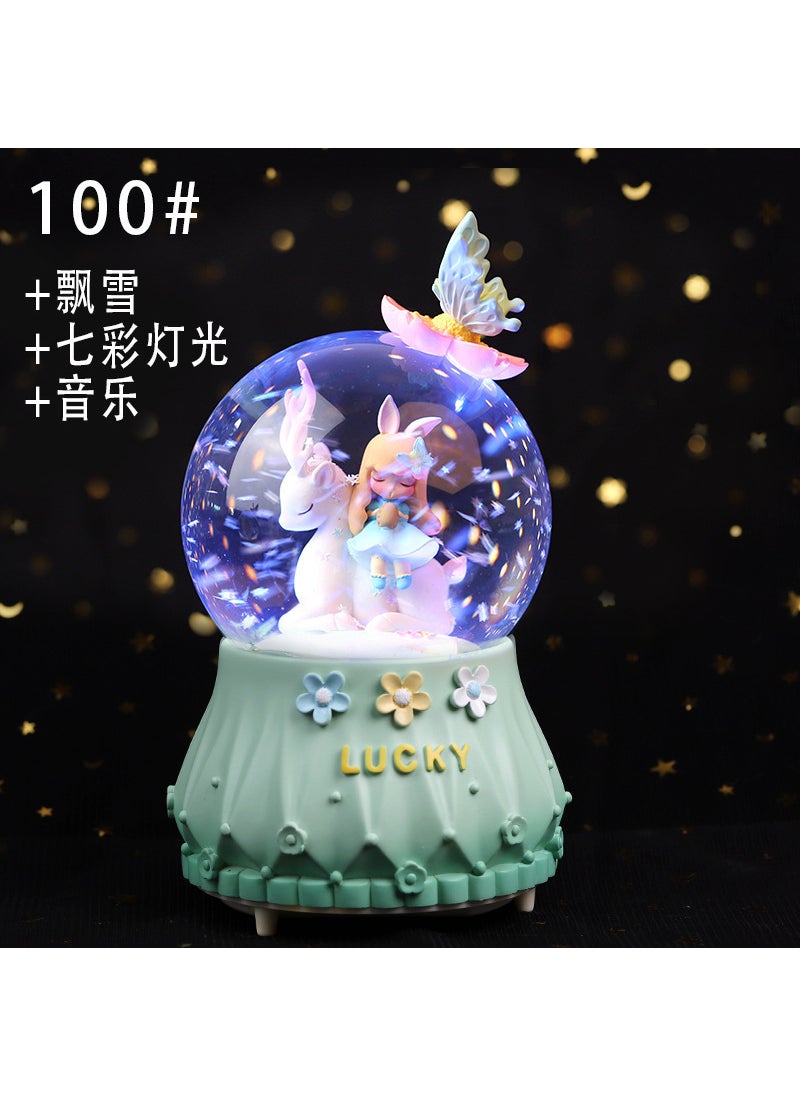 Mermaid Luminous Crystal Ball Music Box Snow Music Box Birthday Gift for Girlfriend Creative Valentine's Day Gift