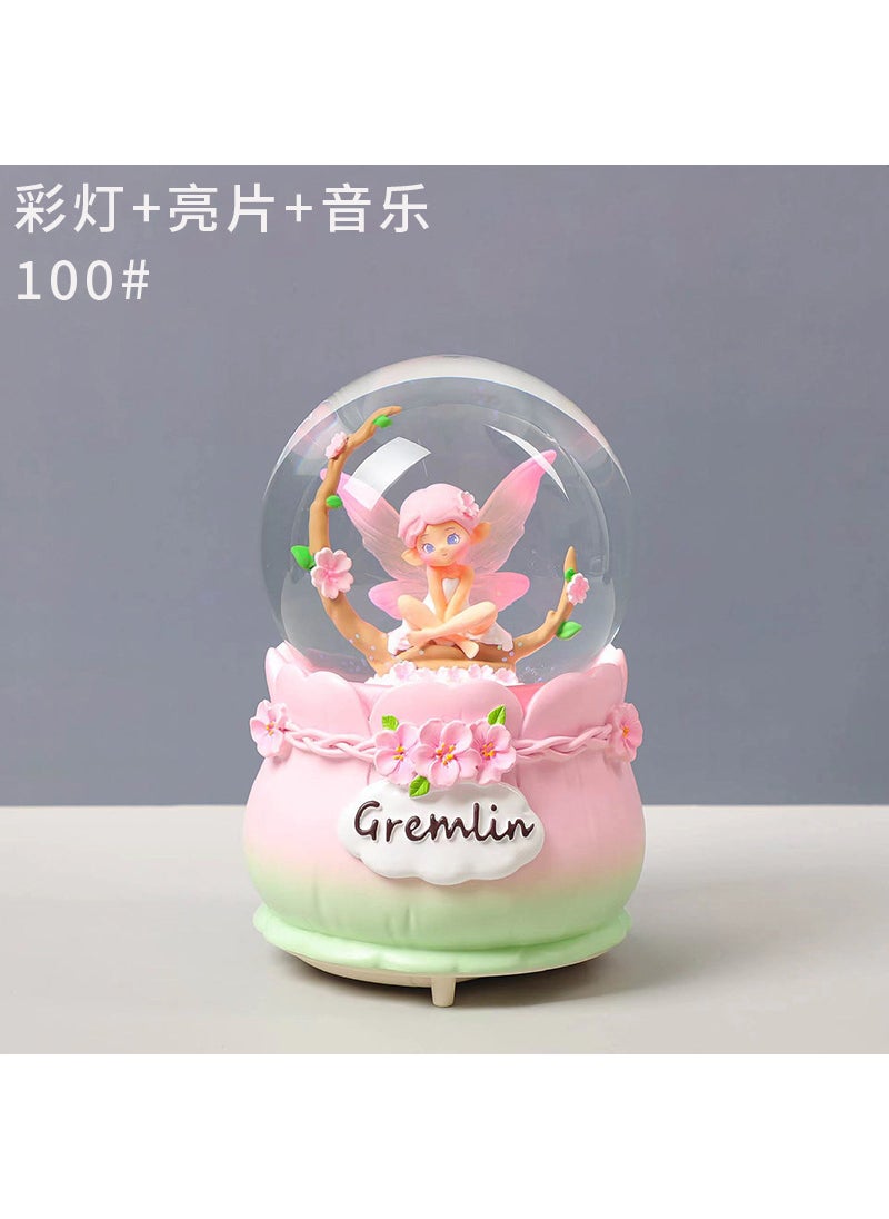 Mermaid Luminous Crystal Ball Music Box Snow Music Box Birthday Gift for Girlfriend Creative Valentine's Day Gift