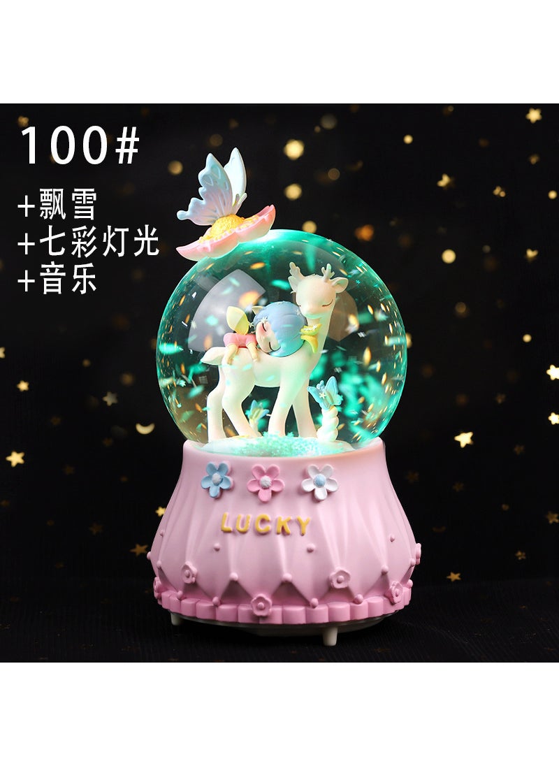 Mermaid Luminous Crystal Ball Music Box Snow Music Box Birthday Gift for Girlfriend Creative Valentine's Day Gift