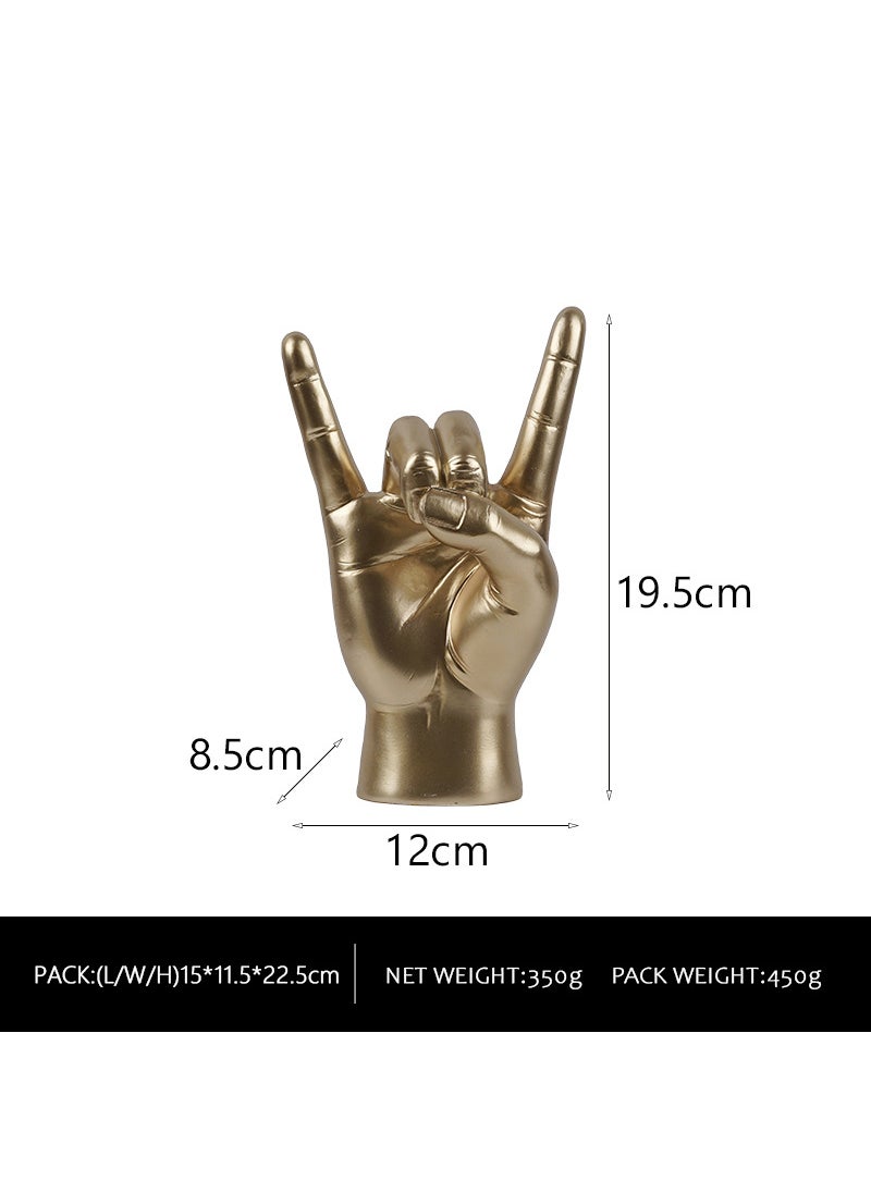 Cross-border new rock gesture metal gift simple resin hand decoration home bar office desktop decoration