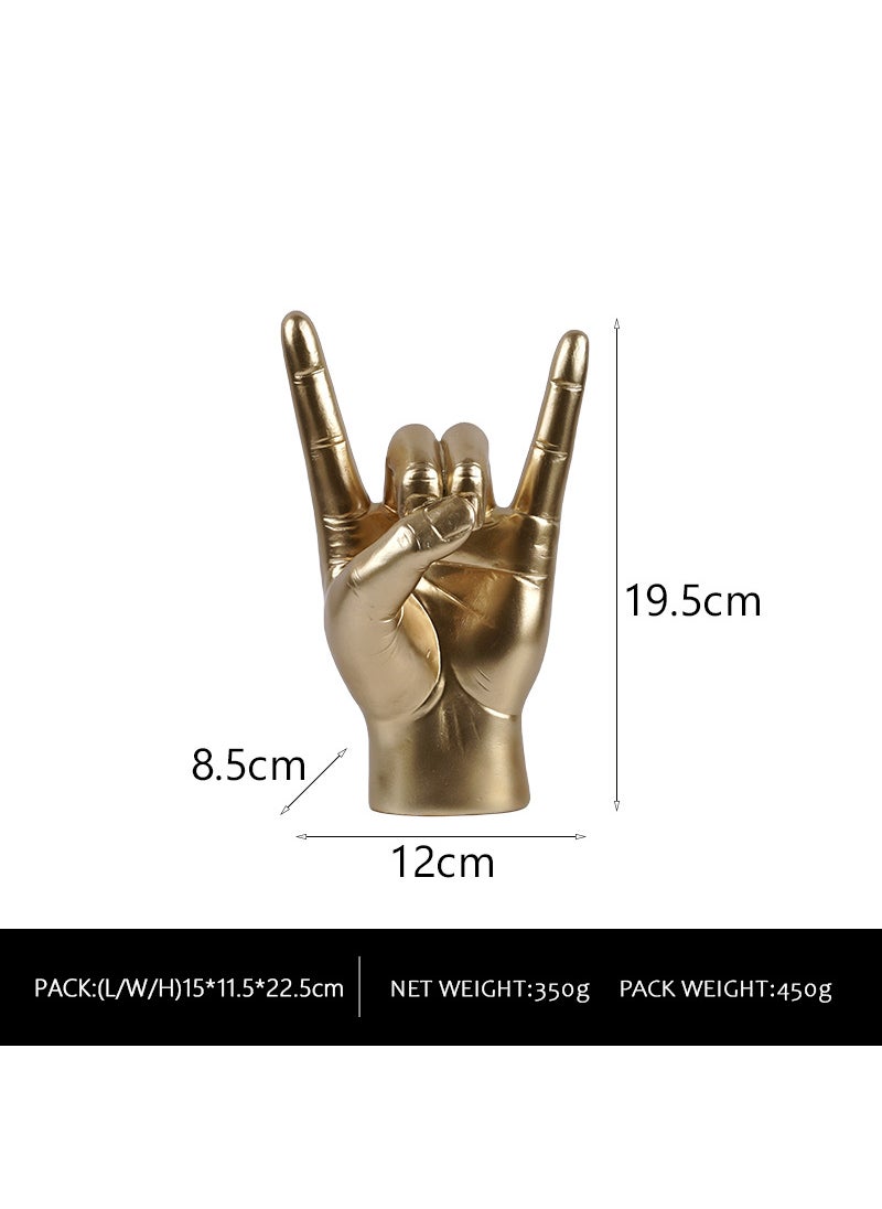 Cross-border new rock gesture metal gift simple resin hand decoration home bar office desktop decoration