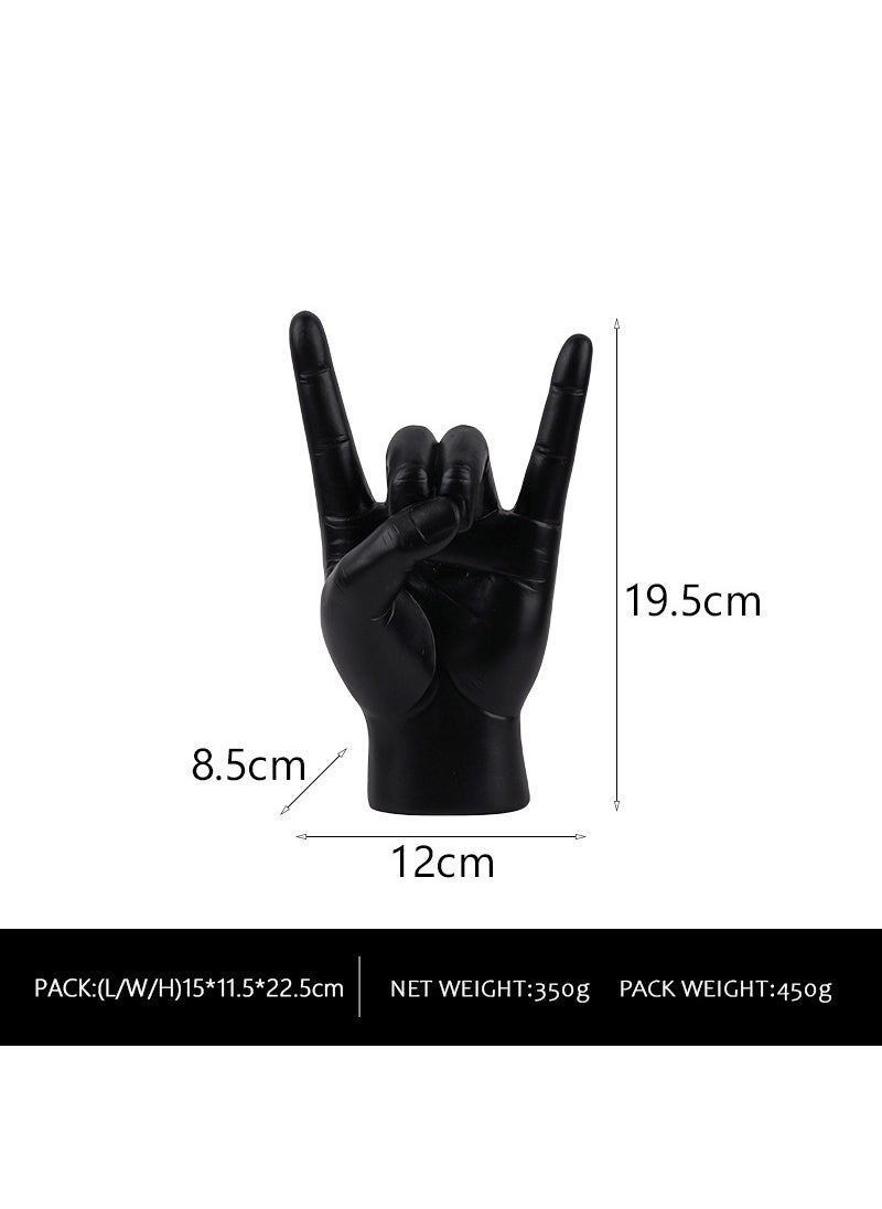 Cross-border new rock gesture metal gift simple resin hand decoration home bar office desktop decoration