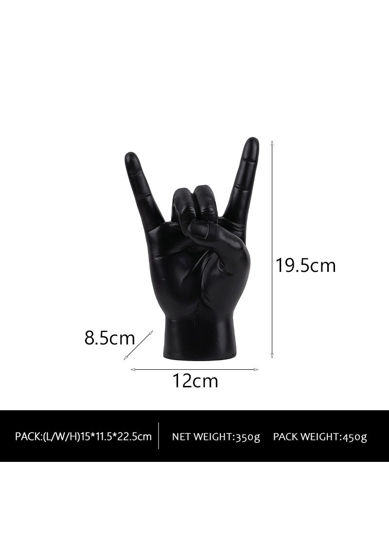 Cross-border new rock gesture metal gift simple resin hand decoration home bar office desktop decoration