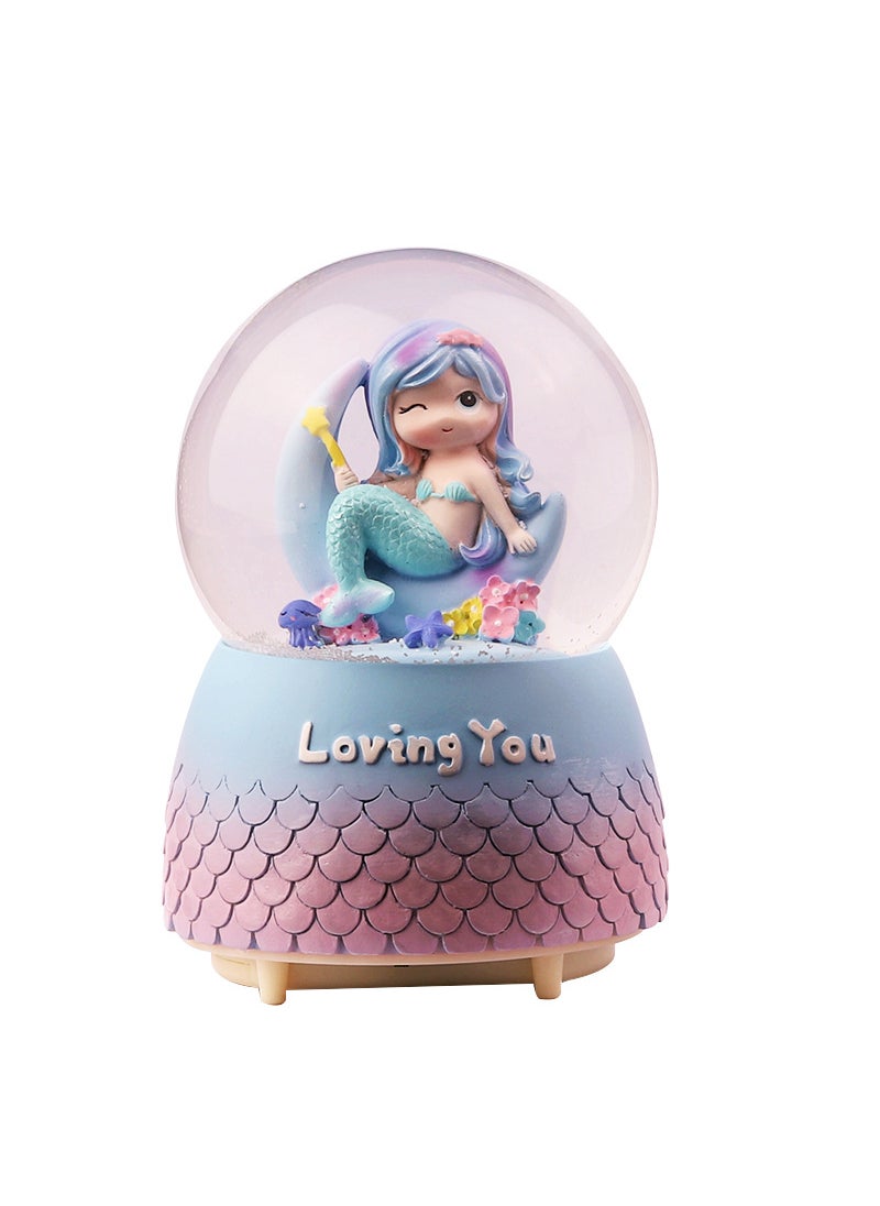 Mermaid Luminous Crystal Ball Music Box Snow Music Box Birthday Gift for Girlfriend Creative Valentine's Day Gift