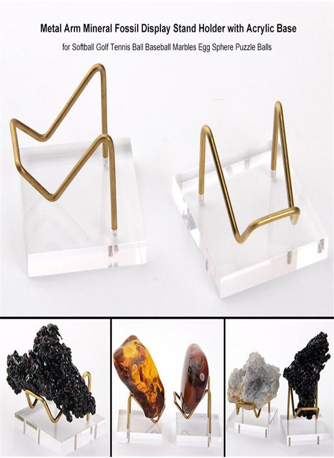 Acrylic Display Stand 5x5x4cm Gold Arms Display Clear Polished Jewelry Display Stand Ring Showcase Display Holder Base Small Mineral Crystal Display Stand for Gemstone Decor Collectible (2Pcs)