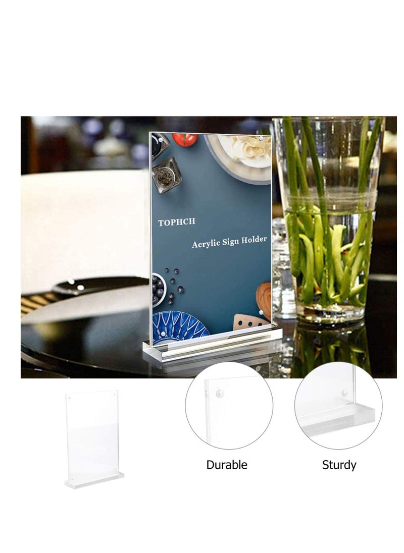 Acrylic Sign Holders T Shape Table Top Menu Display Stand Menu Ad Frame for Restaurants Promotions Photo Frames Classroom Vertical