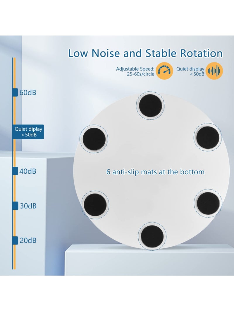 Rotating Display Stand 30cm Chargable Motorized Display Turntable 100KG Load Ultra-Quiet 360° Electric Rotating Platform Speed Angle and Direction Adjustable for Display Jewelry and Model (White)