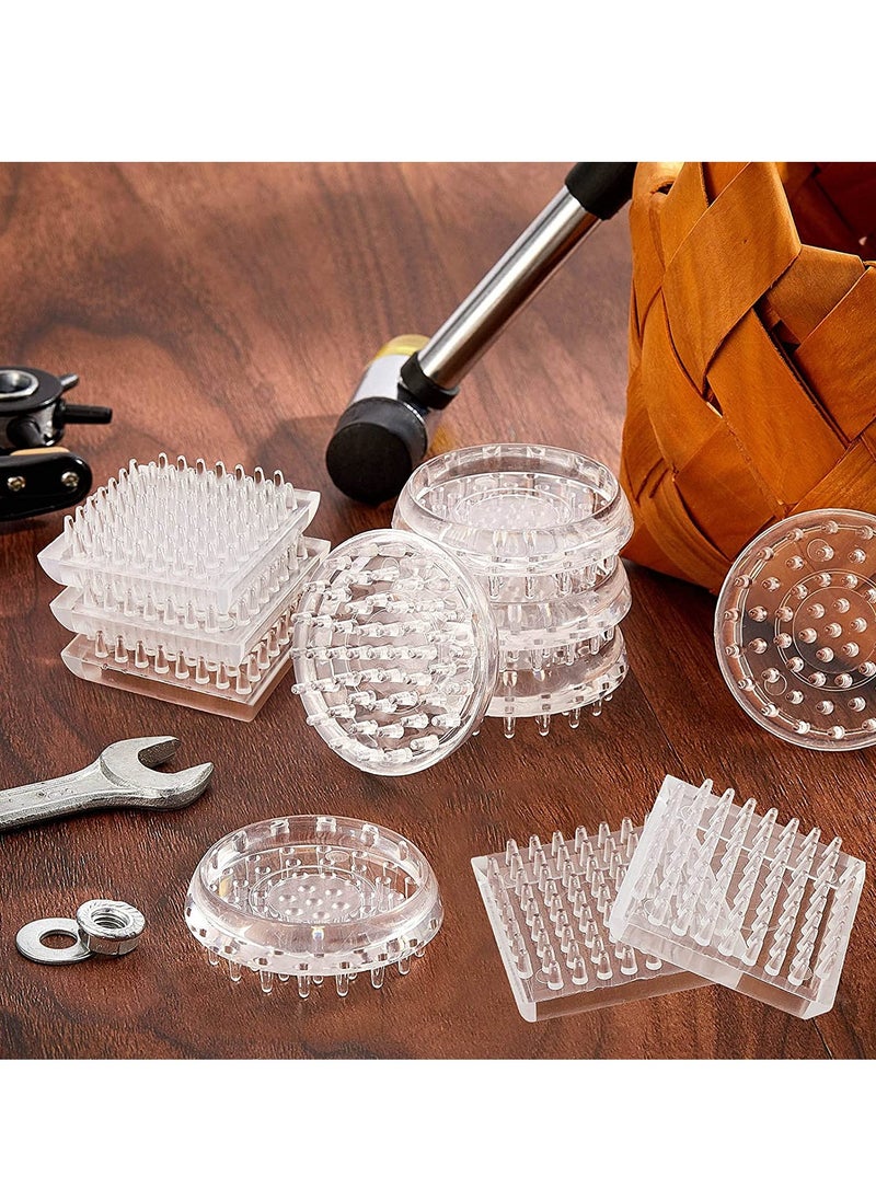 Premium Furniture Coasters and Carpet Protectors, 12PCS Non-Slip Spiked Caster Cups for Chairs, Sofas, Tables and More, Round and Square Leg Pads for Home and Office Use