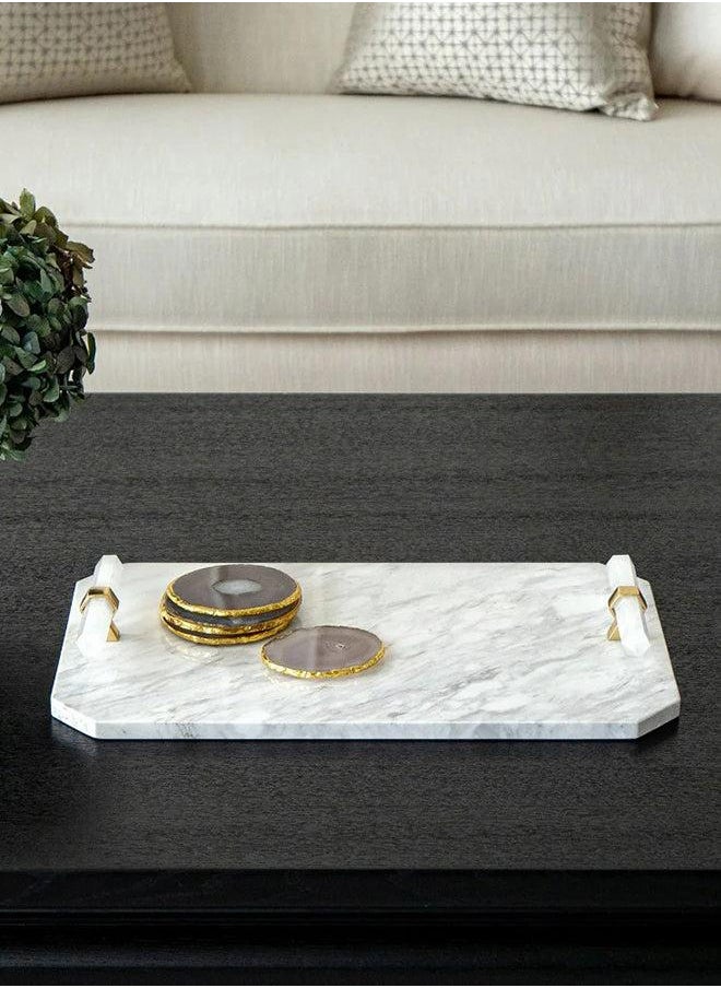Fabian Bandiagara Marble Based Tray Knot Home Designer Accessory for Bedroom Living Dining Room Office Area Décor