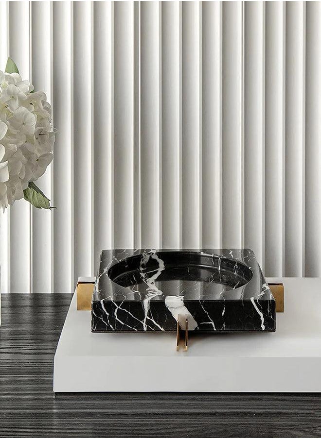 Dennis Bandiagara IIi Decorative Marble Tray Knot Home Designer Accessory for Bedroom Living Dining Room Office Area Décor