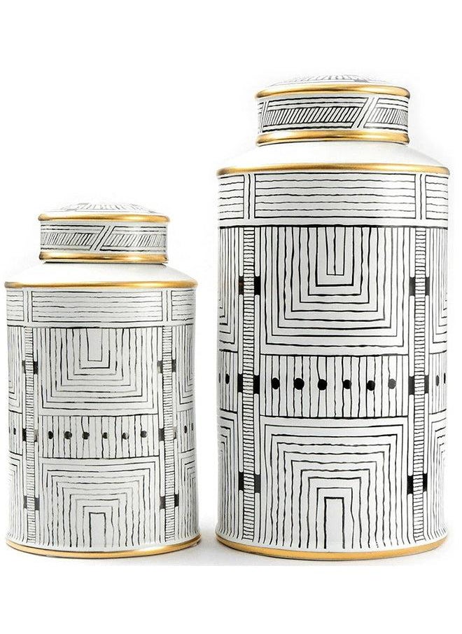 Maze Bundle Decorative Jars (2pcs) Knot Home Designer Accessory for Bedroom Living Dining Room Office Area Décor