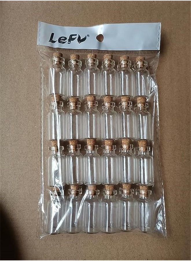 Goolsky  2ml Small Bottles Transparent Mini Glass Jars with Cork Stoppers Top - Message Weddings Wish Jewelry Pendant Charms Kit Party Favors - Pack of 24