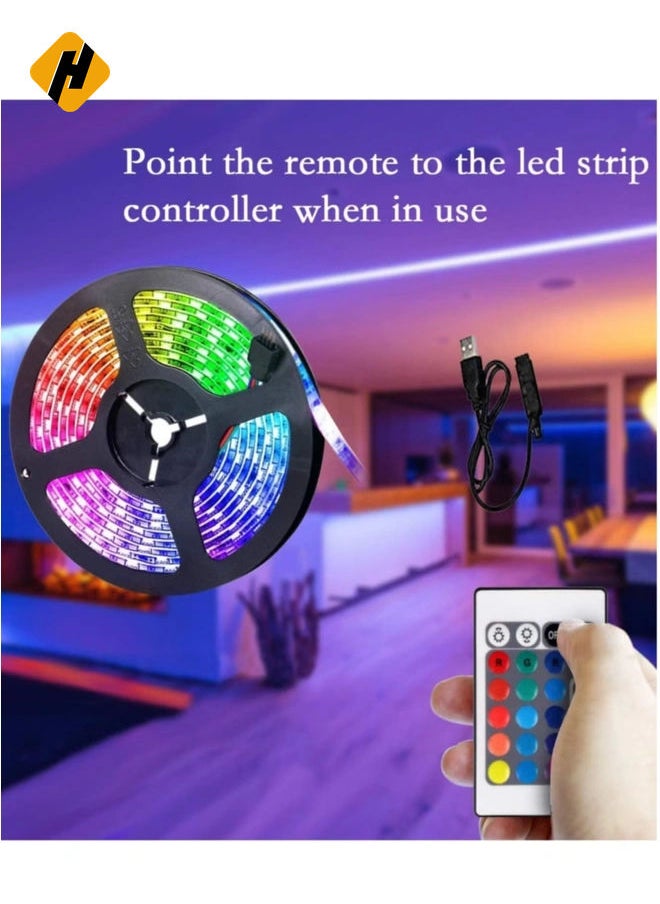 LED Light Strip 2M USB RGB Waterproof Decoration Lighting with Remote Control for Bedroom Kitchen Hotel Home TV Back (Color Changing)