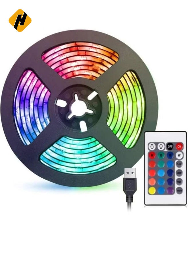 LED Light Strip 2M USB RGB Waterproof Decoration Lighting with Remote Control for Bedroom Kitchen Hotel Home TV Back (Color Changing)