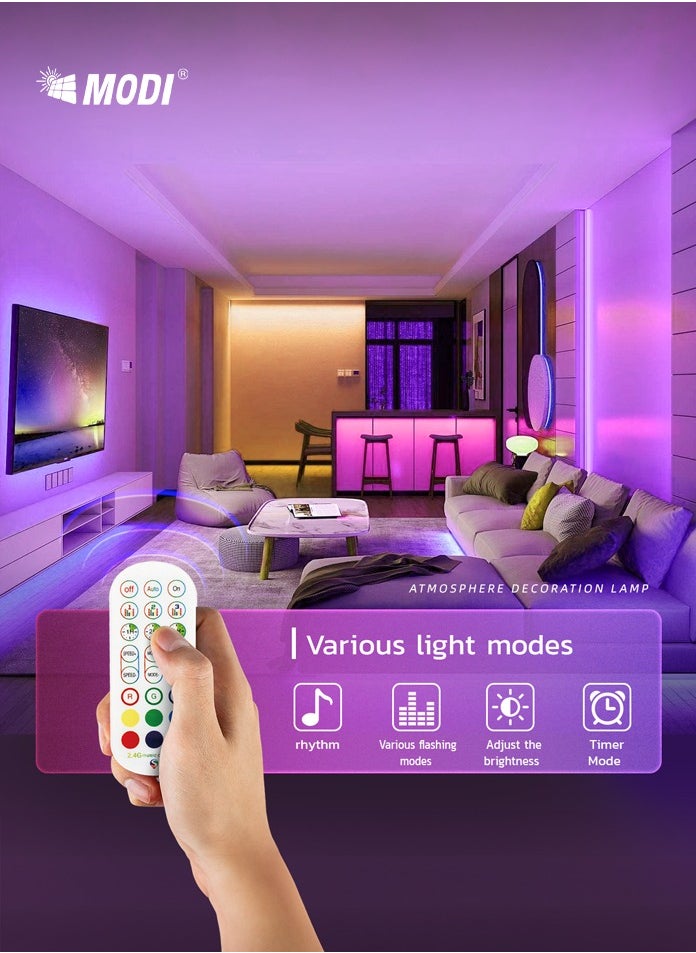 3M RGBIC Multi Color LED Strip Light, USB Connectivity, Remote Control, 20+ Lighting Modes, Music Sync Modes, Timer Settings, For Gaming Setup, Entertainment, PC, TV, Room Decor