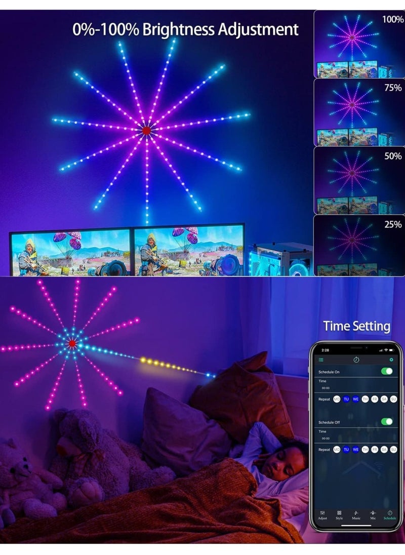 NEW Smart Firework LED Lights for Bedroom - USB Powered, 30cm, with Launch Burst Effect