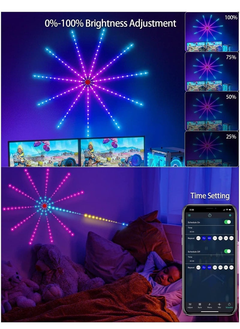 NEW Smart Firework LED Lights 30cm - Color Changing USB Decor for Bedroom