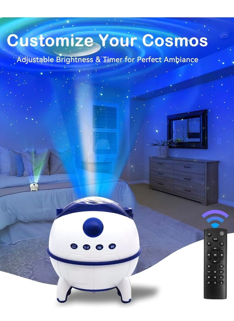 Galaxy Star Projector – Sound Activated Bluetooth Night Light with Timer for Bedrooms, Cars, and Party Decor