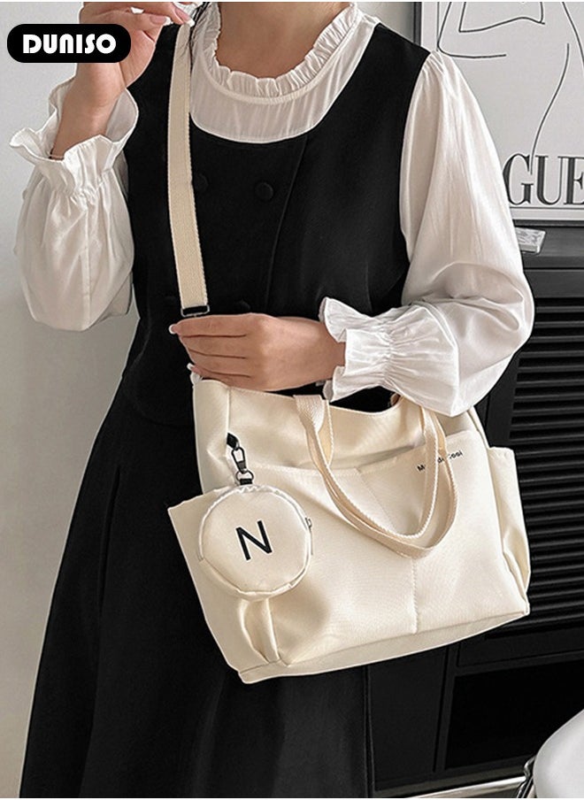 Women's Shoulder Tote Bag Canvas Handbag For Women Large Capacity Bucket Bag Fashionable Travel Messenger Shoulder Bag For Ladies Girls College Students