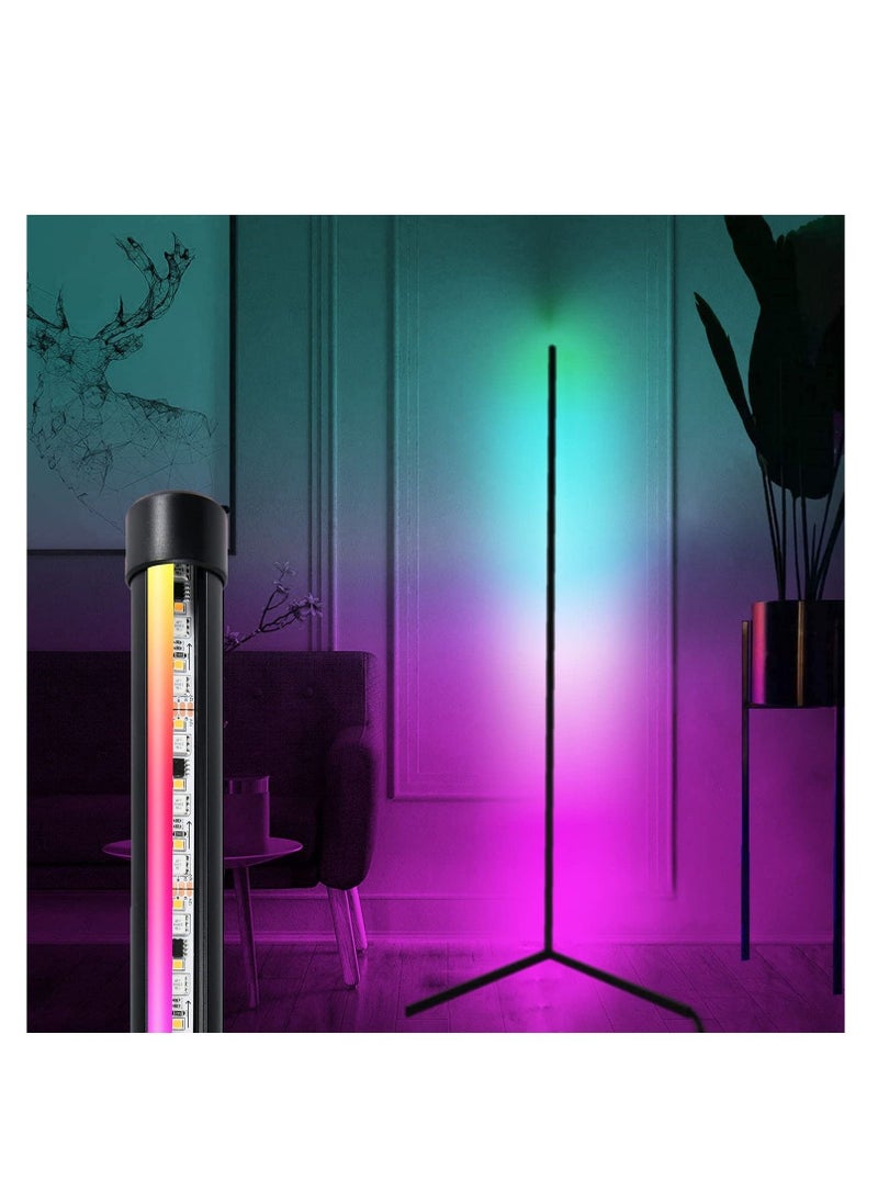 DIY LED Corner Floor Lamp with Remote for Living Room, Colour Changing Standing Atmosphere Modern Floor Lamp Dimmiable for Children's Room Decoration, 18 Watt, 156CM/61.5Inch Height