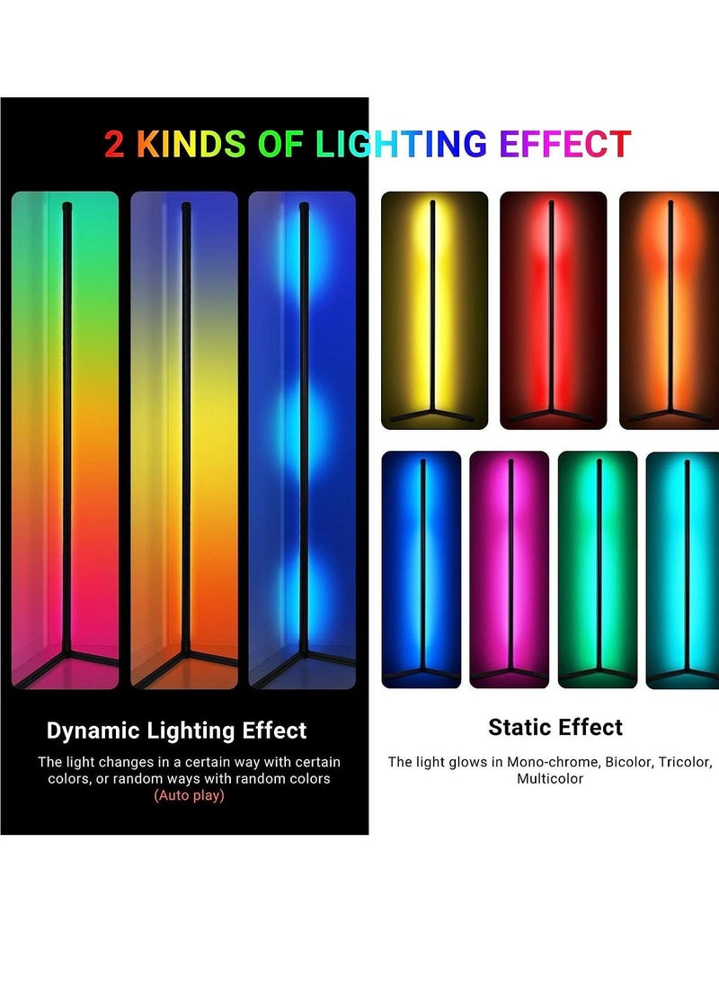 DIY LED Corner Floor Lamp with Remote for Living Room, Colour Changing Standing Atmosphere Modern Floor Lamp Dimmiable for Children's Room Decoration, 18 Watt, 156CM/61.5Inch Height