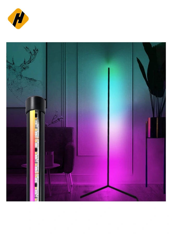 DIY LED Corner Floor Lamp with Remote for Living Room, Colour Changing Standing Atmosphere Modern Floor Lamp Dimmiable for Children's Room Decoration, 18 Watt, 156CM/61.5Inch Height