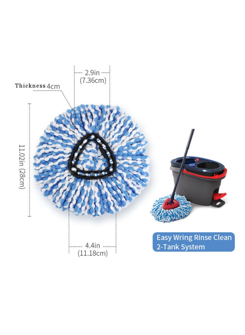 6 Pack Mop Replace Head Compatible with O Cedar 2-Tank RinseClean Spin Mop - Mop Refills Made of Microfiber, Deep Cleaning, Machine Washable and Easy to Replace, Blue