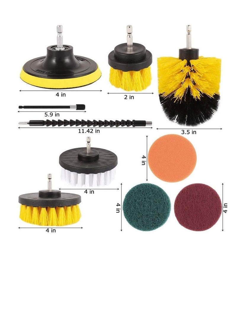 Car's Drill Clean Brush Scrub Pads Kit Power Scouring Pad - Set of 13 Pieces