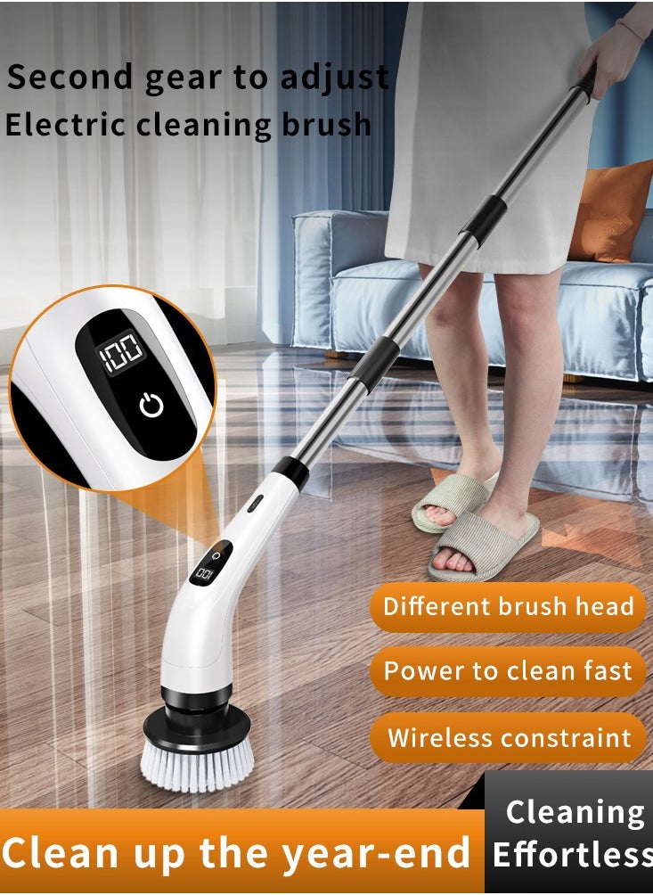 8 In 1 Cordless Electric Spin Scrubber Rechargeable Cleaning Brush with 8 Replaceable Brush Heads, Cordless and Portable Power Scrubber, Electric Bathroom Scrubber for Cleaning Tile, Sink, Window, Floor, Tub, Car