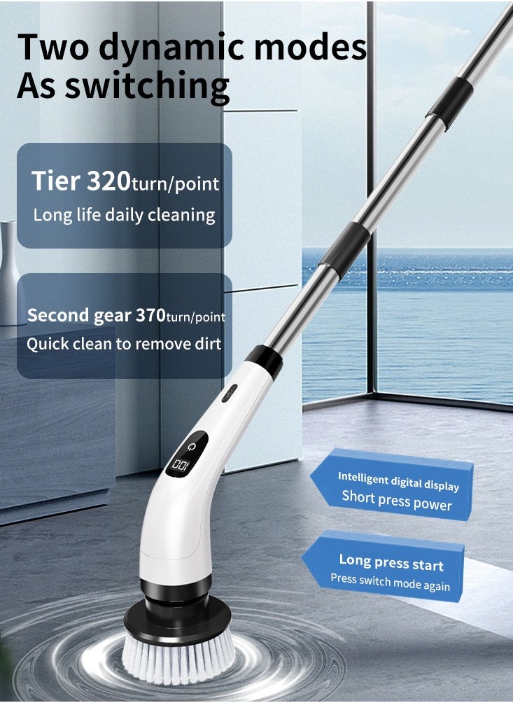 8 In 1 Cordless Electric Spin Scrubber Rechargeable Cleaning Brush with 8 Replaceable Brush Heads, Cordless and Portable Power Scrubber, Electric Bathroom Scrubber for Cleaning Tile, Sink, Window, Floor, Tub, Car