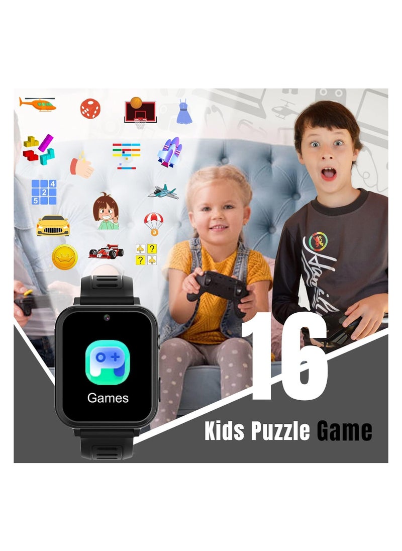 Smart Watch for Kids - Kids Smart Watch Boys with 16 Games | Camera | Music | Alarm | Pedometer | Calculator | Torch | Photos & Video | Calendar | Recorder for 4-12 Years Kids Birthday Gifts (Black)