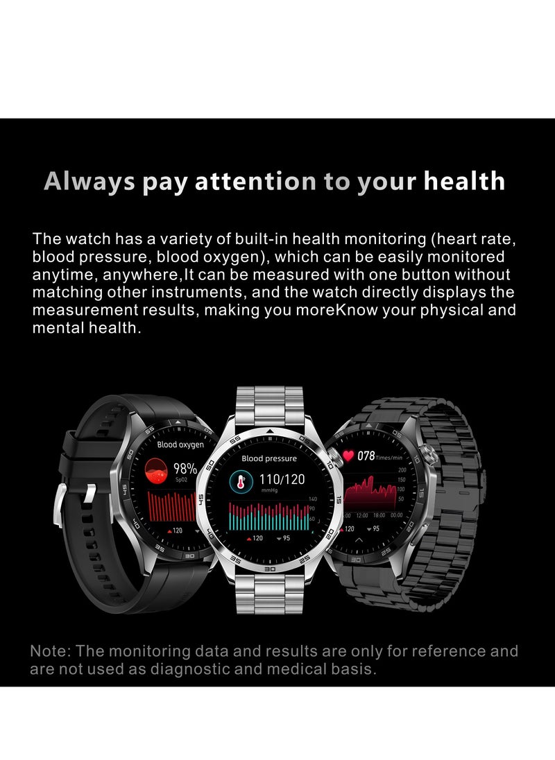 WATCH GT4 Smart Watch Black Edition - 1.65-Inch Full Touch Screen, NFC Access Card, AI Voice Assistant, Waterproof, Multiple Sports Modes, Heart Rate & Sleep Monitoring, Compass, Wireless Charging, Bluetooth Calls, Intelligent Notifications, Mini Games, Customizable Dials, Steel & Silicone Straps.