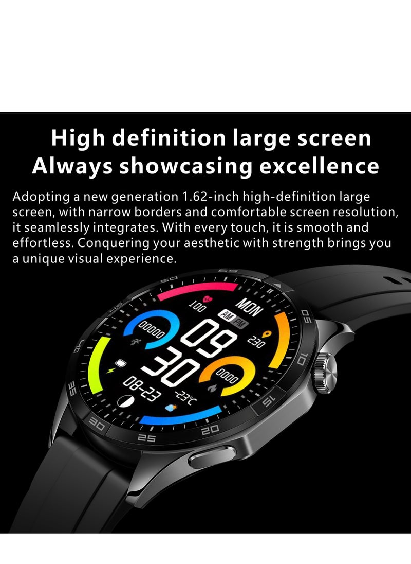 WATCH GT4 Smart Watch Black Edition - 1.65-Inch Full Touch Screen, NFC Access Card, AI Voice Assistant, Waterproof, Multiple Sports Modes, Heart Rate & Sleep Monitoring, Compass, Wireless Charging, Bluetooth Calls, Intelligent Notifications, Mini Games, Customizable Dials, Steel & Silicone Straps.