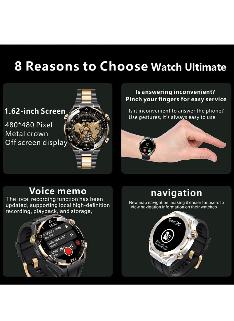 Watch Ultimate Black Edition - 1.62-inch AMOLED Full Touch Screen Smartwatch with AI Voice Assistant, NFC Access, Health Monitoring, and Multi-Sport Modes