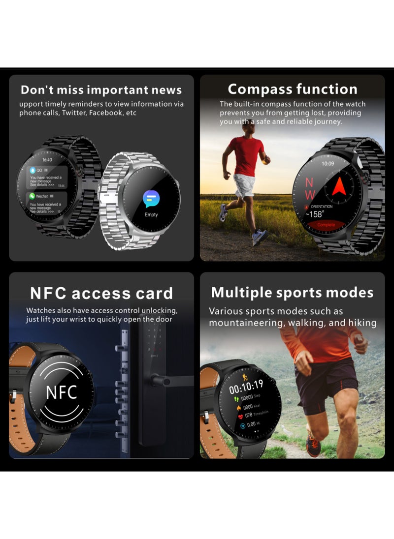 Watch 4 Max Smartwatch - AMOLED 1.9'' Full Curved HD Screen, 500mAh Battery, Black Edition & Formal Edition, 3 Straps, Voice Assistant, NFC, Bluetooth Calling, Health Monitoring, Sleep Tracking, Waterproof, GPS Navigation, Wireless Charging