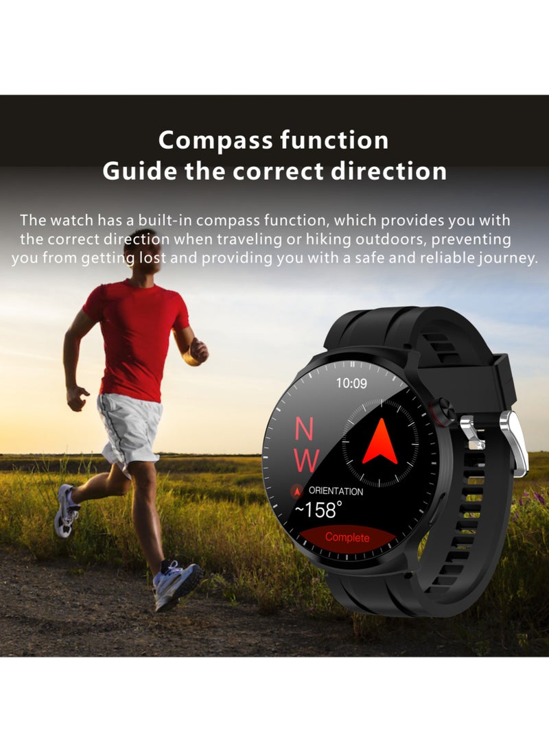 Watch 4 Max Smartwatch - AMOLED 1.9'' Full Curved HD Screen, 500mAh Battery, Black Edition & Formal Edition, 3 Straps, Voice Assistant, NFC, Bluetooth Calling, Health Monitoring, Sleep Tracking, Waterproof, GPS Navigation, Wireless Charging