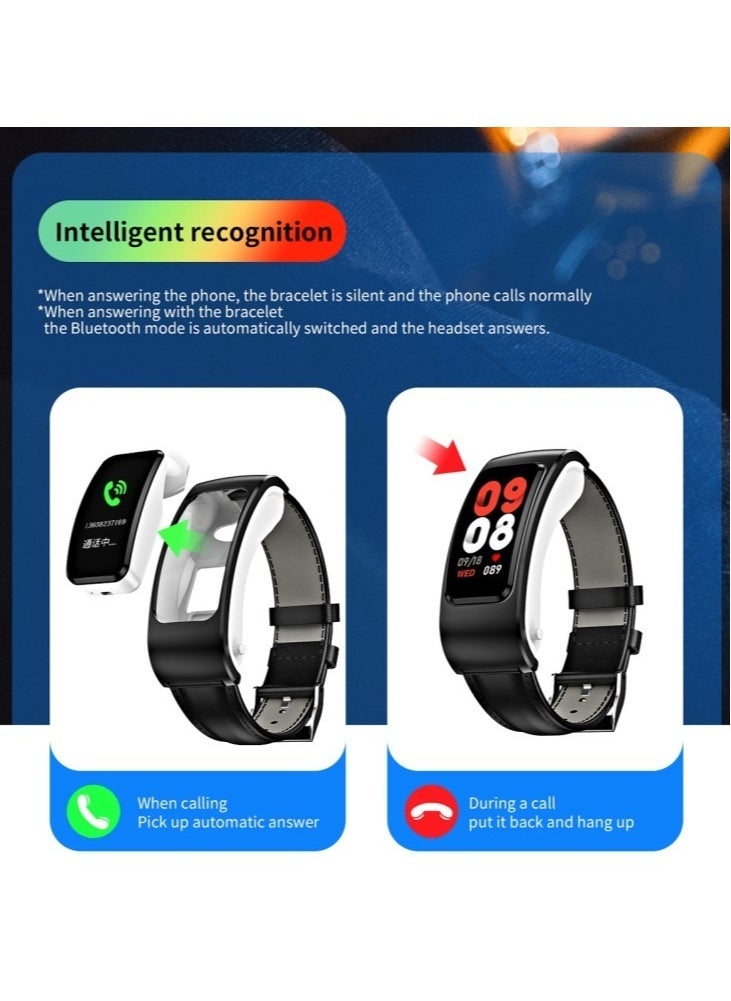 K60 1.08 inch Steel Band Earphone Detachable Life Waterproof Smart Watch Support Bluetooth Call