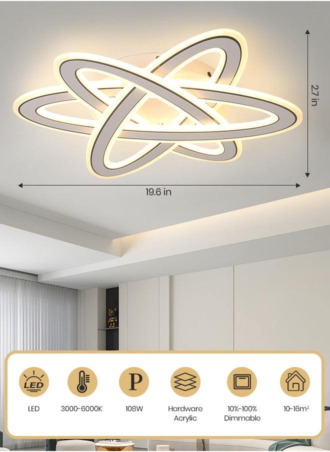 LED Ceiling Light, 108W Dimmable Remote Control Ceiling Lamp, Adjustable Color Temperatures (3000K-6000K), Modern Ceiling Light Fixture for Living Room, Dining Room, Bedrooms
