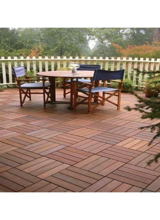 Wood Interlocking Flooring Tiles Straight Pattern Patio Deck Tiles Pack of 10 Solid Wood Pine Deck Tiles for Garden Indoor Outdoor 31x3x31cm