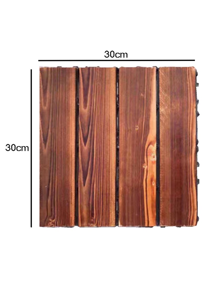 Wood Interlocking Flooring Tiles Straight Pattern Patio Deck Tiles Pack of 10 Solid Wood Pine Deck Tiles for Garden Indoor Outdoor 31x3x31cm