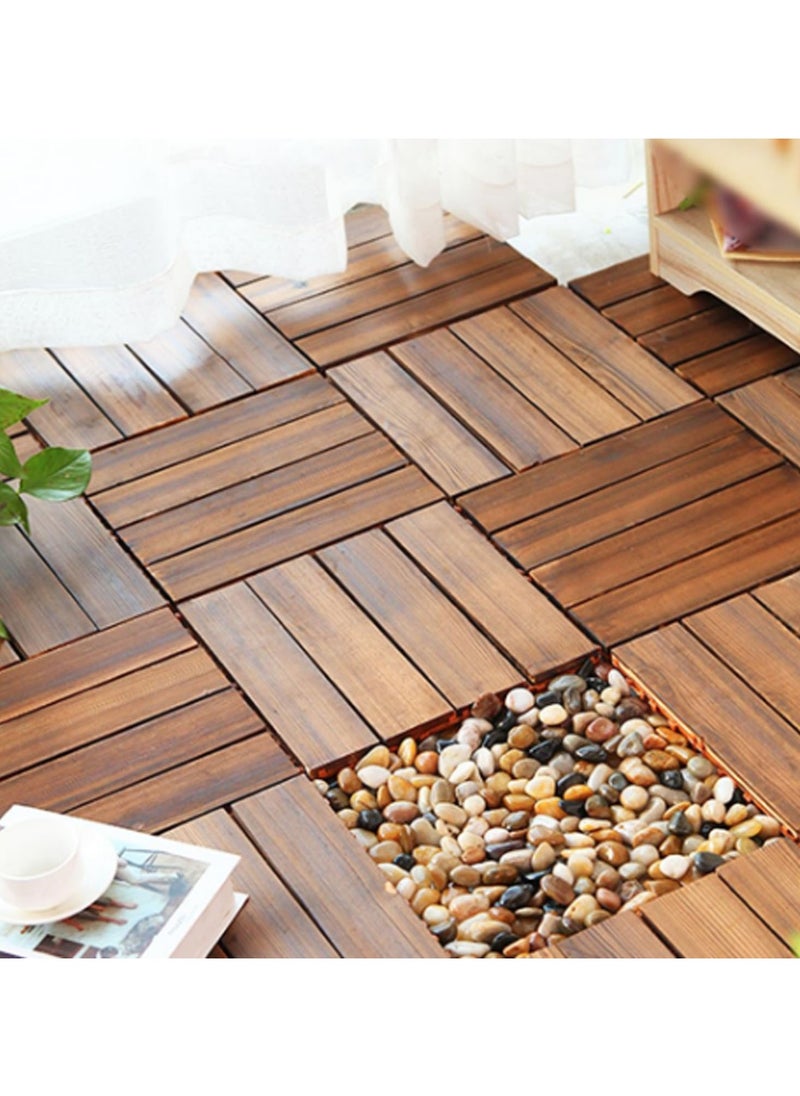 Wood Interlocking Flooring Tiles Straight Pattern Patio Deck Tiles Pack of 10 Solid Wood Pine Deck Tiles for Garden Indoor Outdoor 31x3x31cm