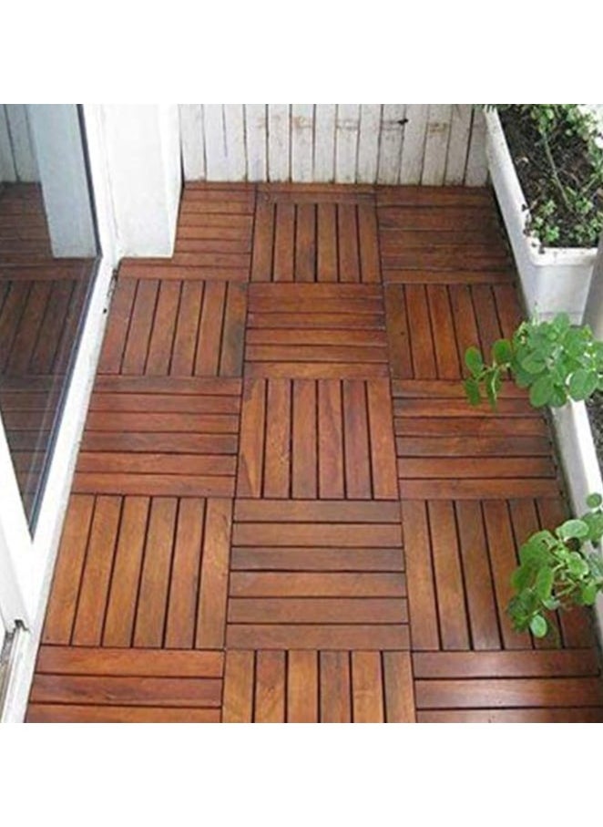 Wood Interlocking Flooring Tiles Straight Pattern Patio Deck Tiles Pack of 10 Solid Wood Pine Deck Tiles for Garden Indoor Outdoor 31x3x31cm