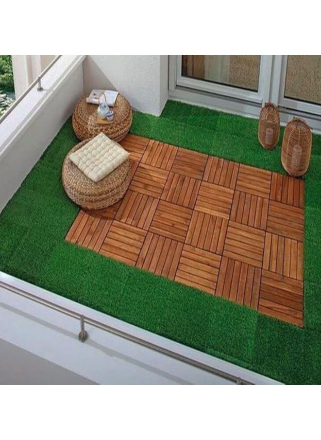 Wood Interlocking Flooring Tiles Straight Pattern Patio Deck Tiles Pack of 10 Solid Wood Pine Deck Tiles for Garden Indoor Outdoor 31x3x31cm