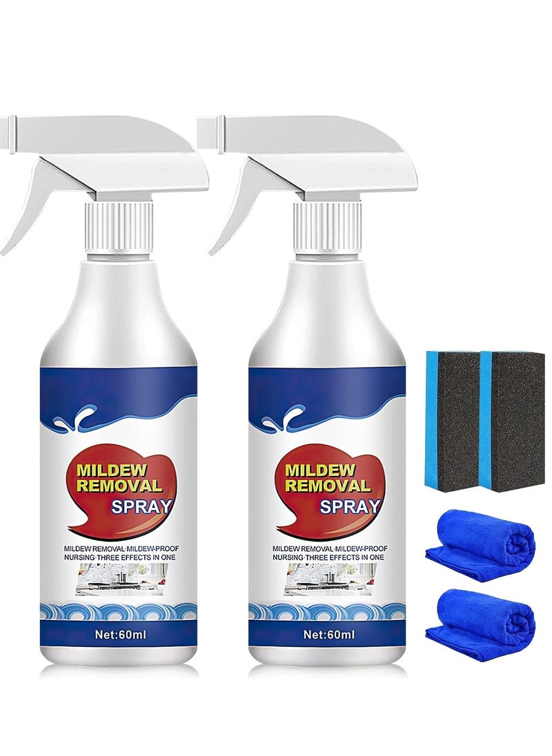 Mold Remover Gel Quick Acting Foaming Stain Spray Cleaner Foam, All Purpose Household Suitable for Walls Tiles Floors Sinks Bathtubs and Toilets 2 Pcs